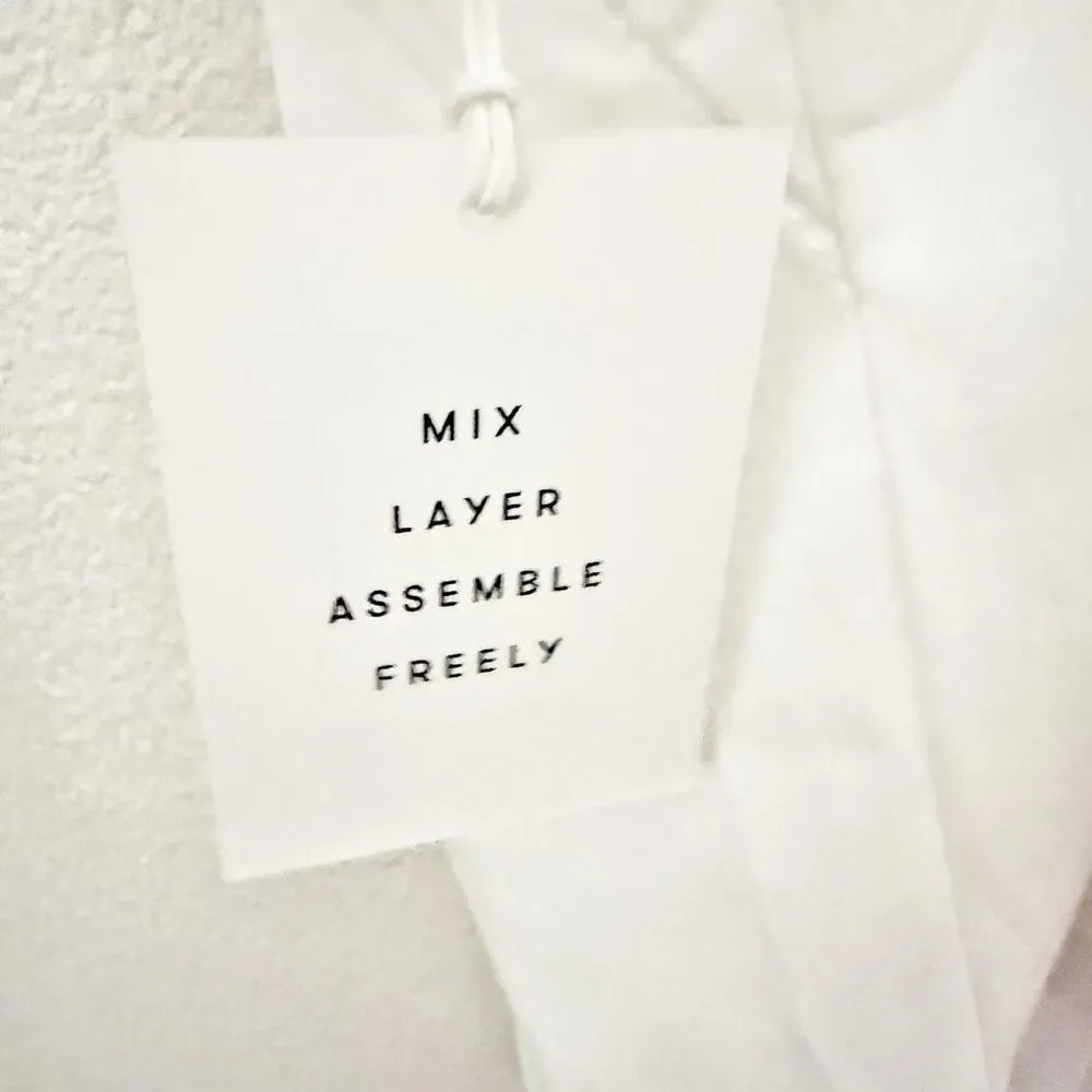 FREE ASSEMBLY | NWT Free Ruffle Shirred Flounce Tank White Cross Back | Large - Picture 7 of 8